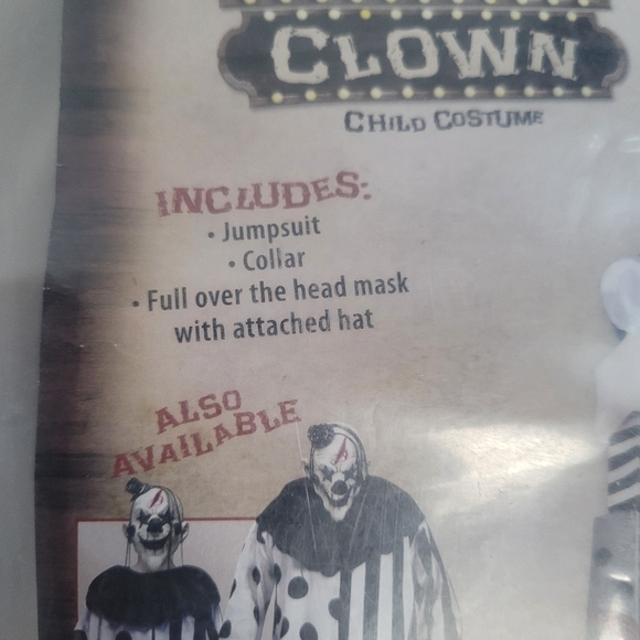 NIP Killer Clown 3 Piece Set Boys Size 8 Halloween Costume - Picture 2 of 8